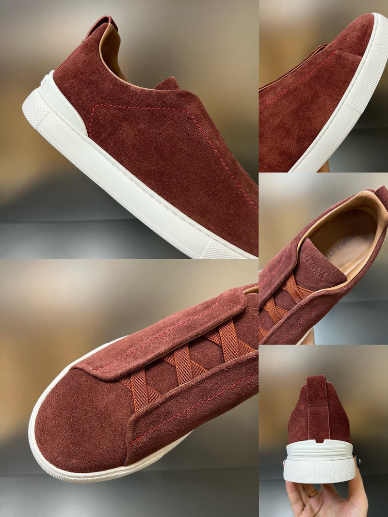 ZEGNA Suede Triple Stitch Sneakers