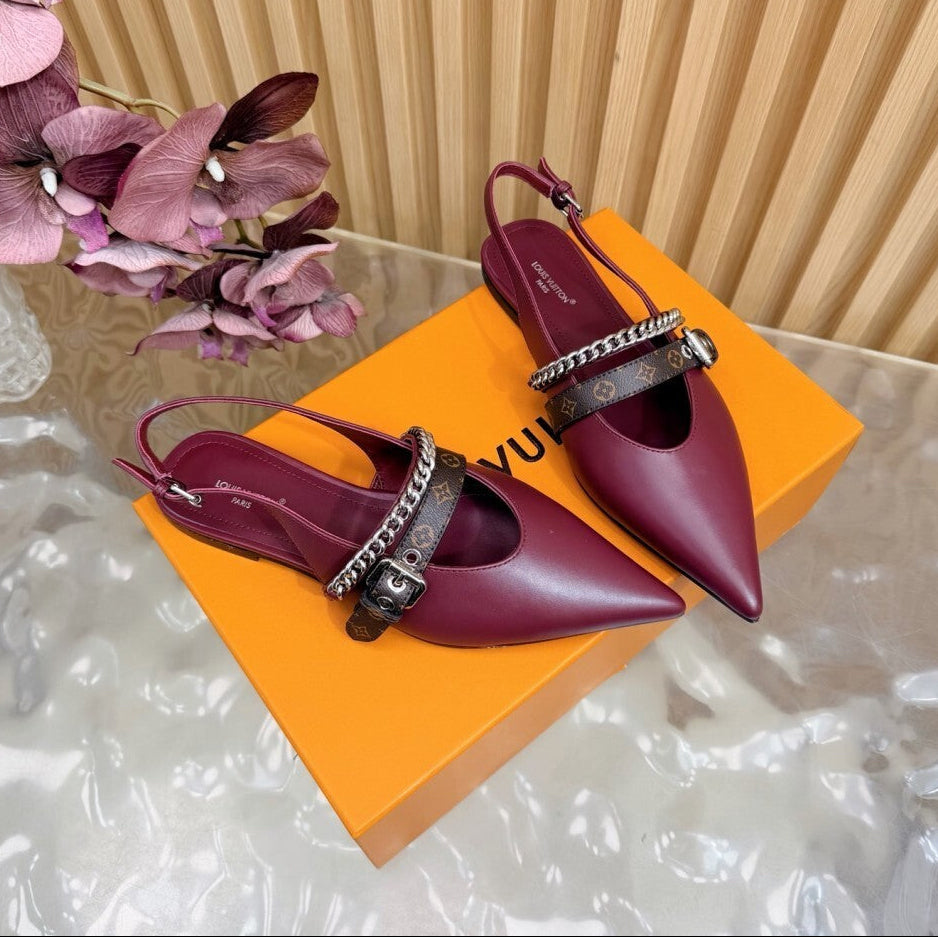 Louis Vuitton Vibe Slingback Flat Ballerina Wine
