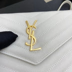Saint Laurent Shoulder Bag White Ferragens Douradas