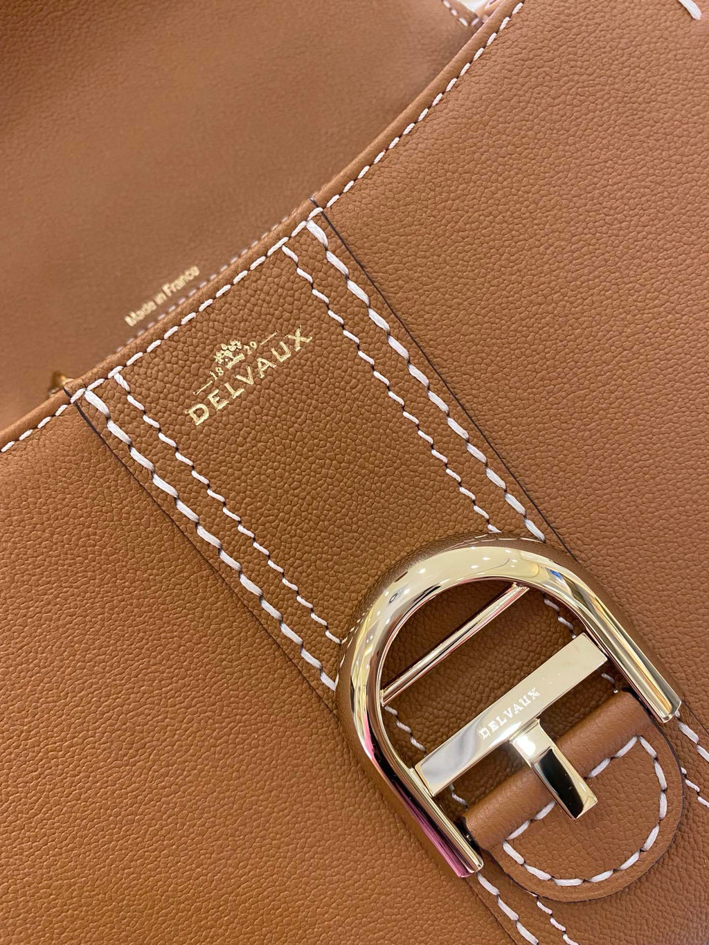 Delvaux Brillant Mini Leather Bag Camel Ferragens Douradas