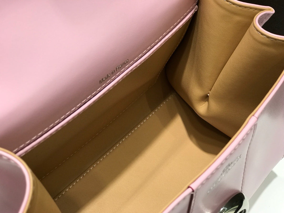 Delvaux Brillant Mini Leather Bag Pink Ferragens Prata