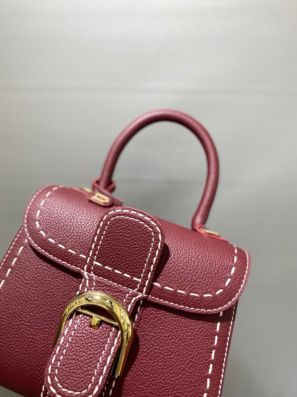 Delvaux Brillant Mini Leather Bag Bordô Ferragens Douradas