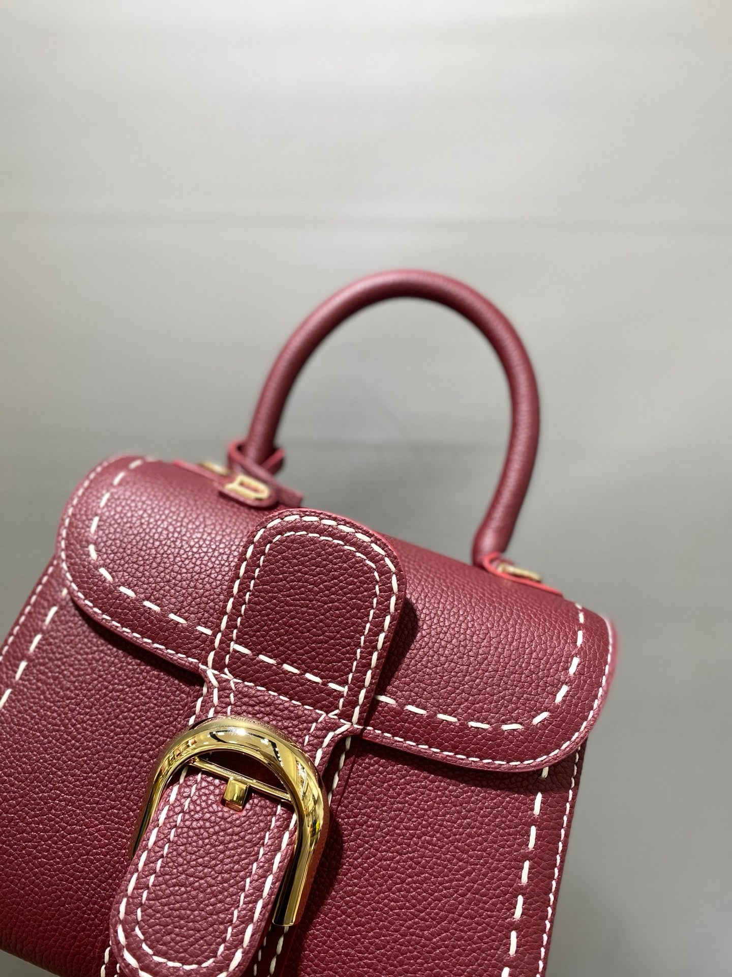 Delvaux Brillant Mini Leather Bag Bordô Ferragens Douradas