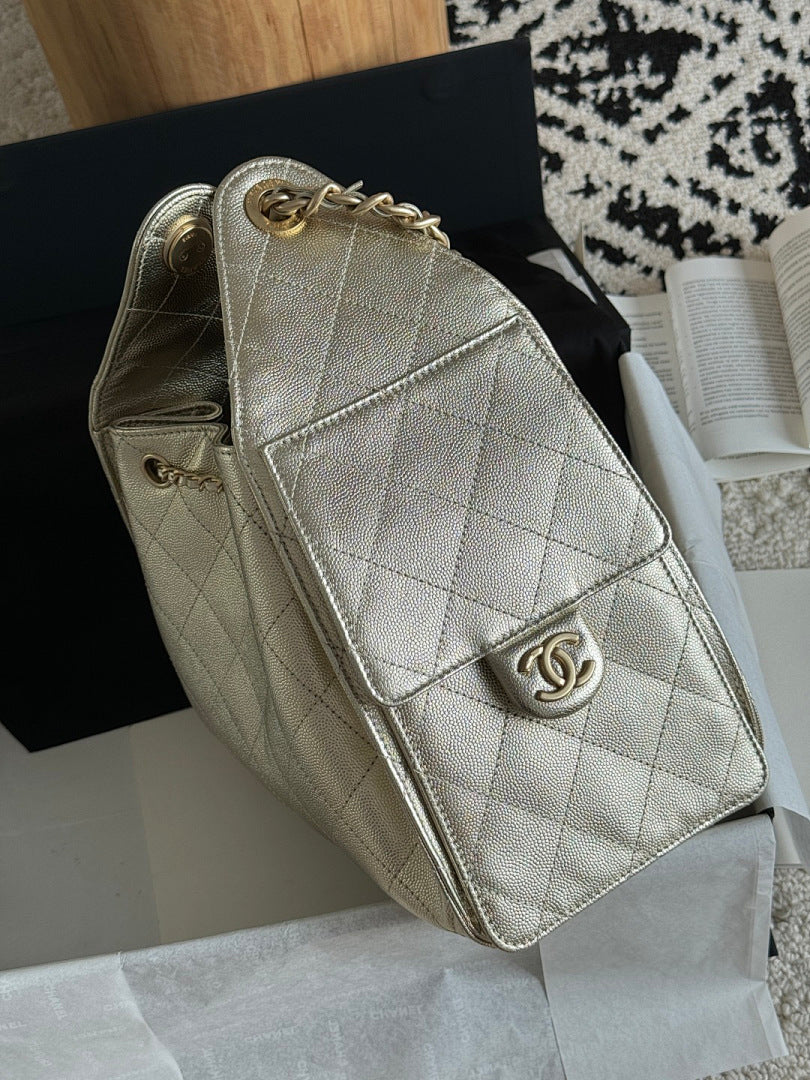 Bolsa Hobo  Chanel 25 Metalica Small