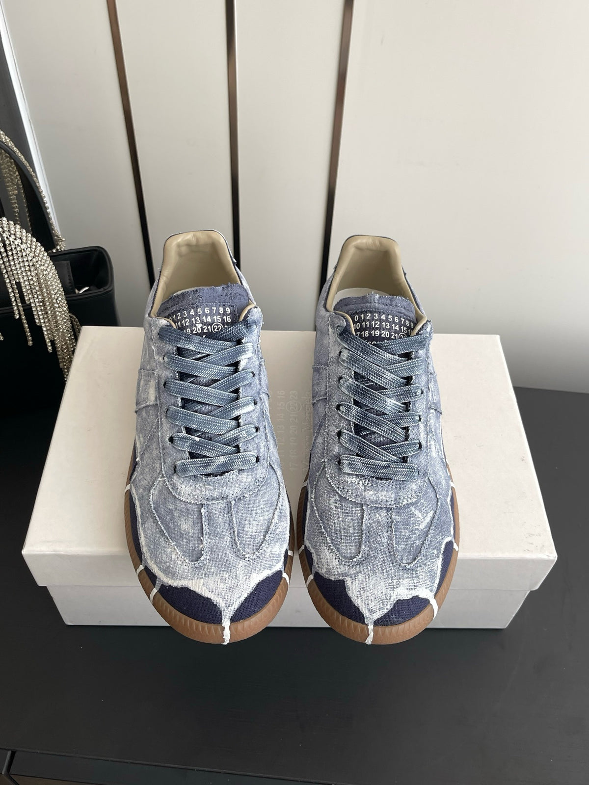 Maison Margiela Replica Low "Hand Painted Navy Canvas/Denim