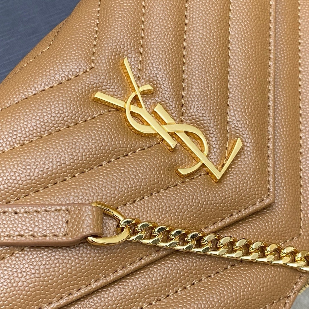 Saint Laurent Shoulder Bag Bege Camel Ferragens  Douradas