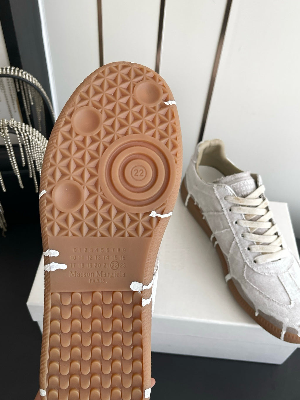 Maison Margiela Replica Low "Paint Drip Bianchetto Linen/Canvas