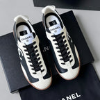 Chanel Calfskin & Embossed Suede Sneakers Marrom Claro