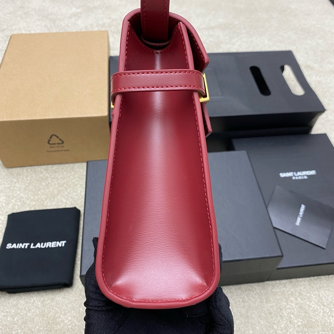 Saint Laurent Manhattan Small Shoulder Bag  Red Ferragens Douradas