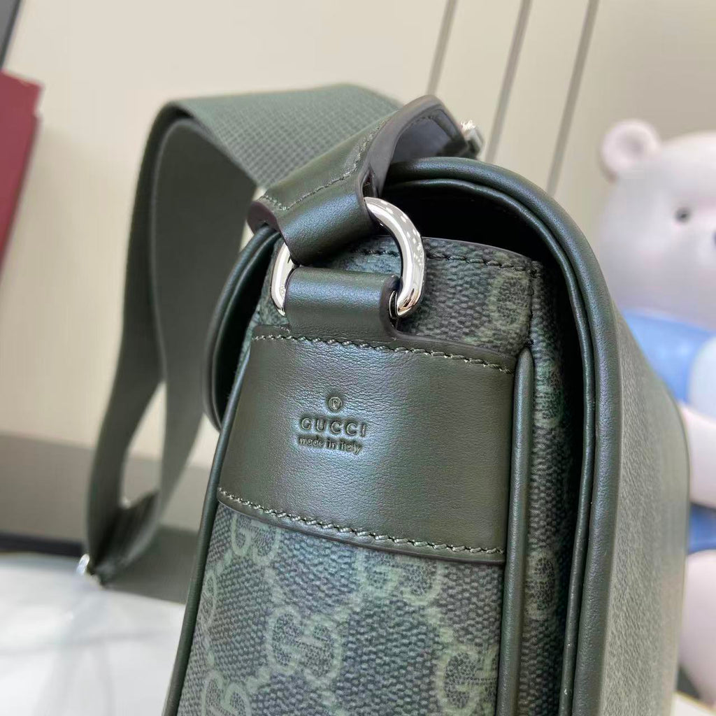 Gucci GG Monogram Messenger Bag Green