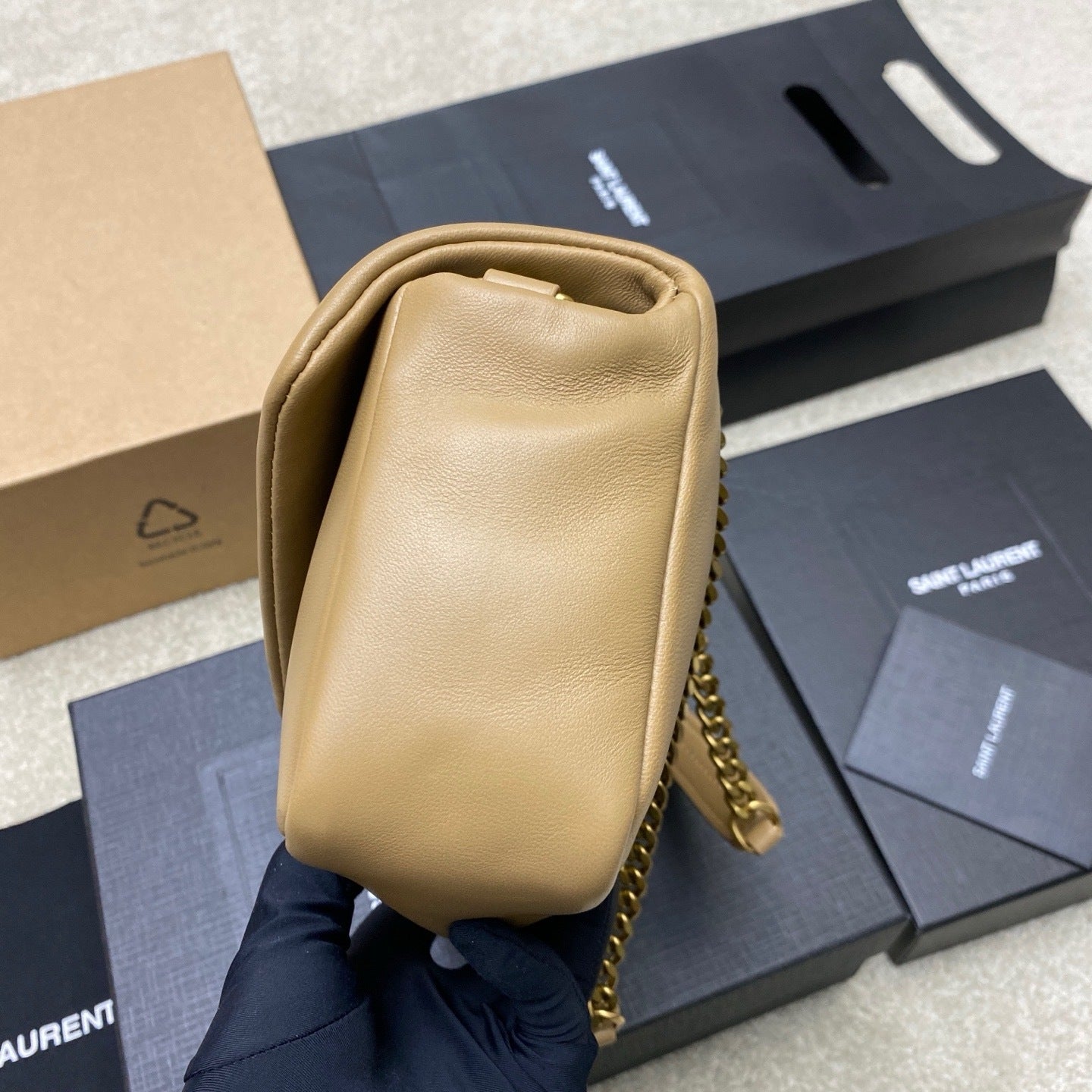 Yves Saint Laurent Calypso Lambskin Bege Ferragens Douradas