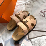 Hermès Women's Chypre Suede Sandal In Beige Argile