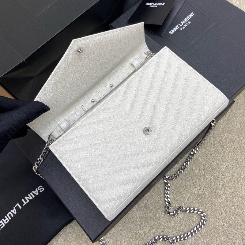 Saint Laurent Shoulder Bag White Ferragens Prata