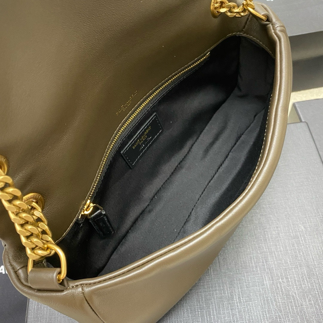Yves Saint Laurent Calypso Lambskin Brown Ferragens Douradas