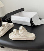 CHANEL Quilted Dad Sandal  Off-White.