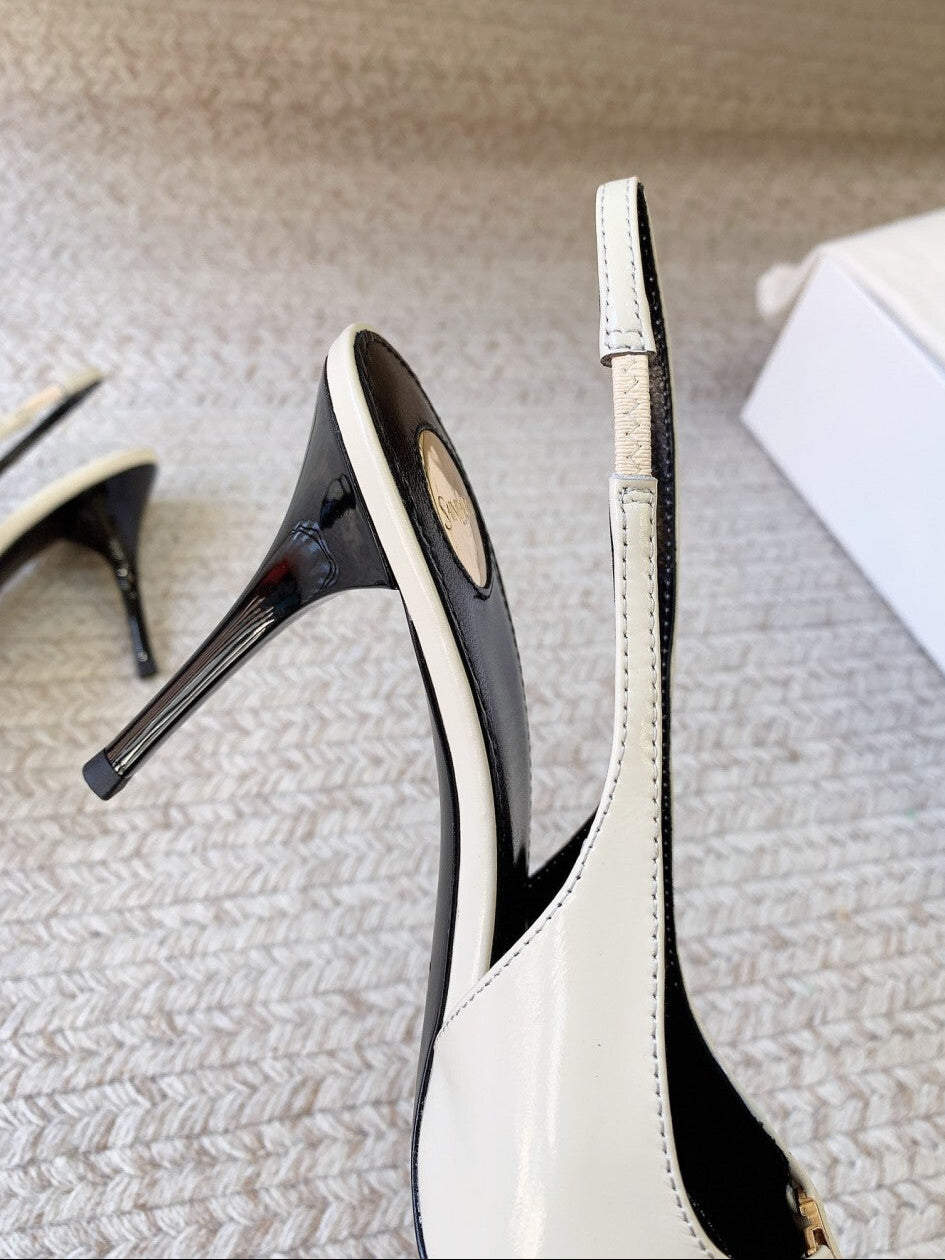 Saint Laurent Scarpin Slingback Babylone Breteuil Noir 90 mm