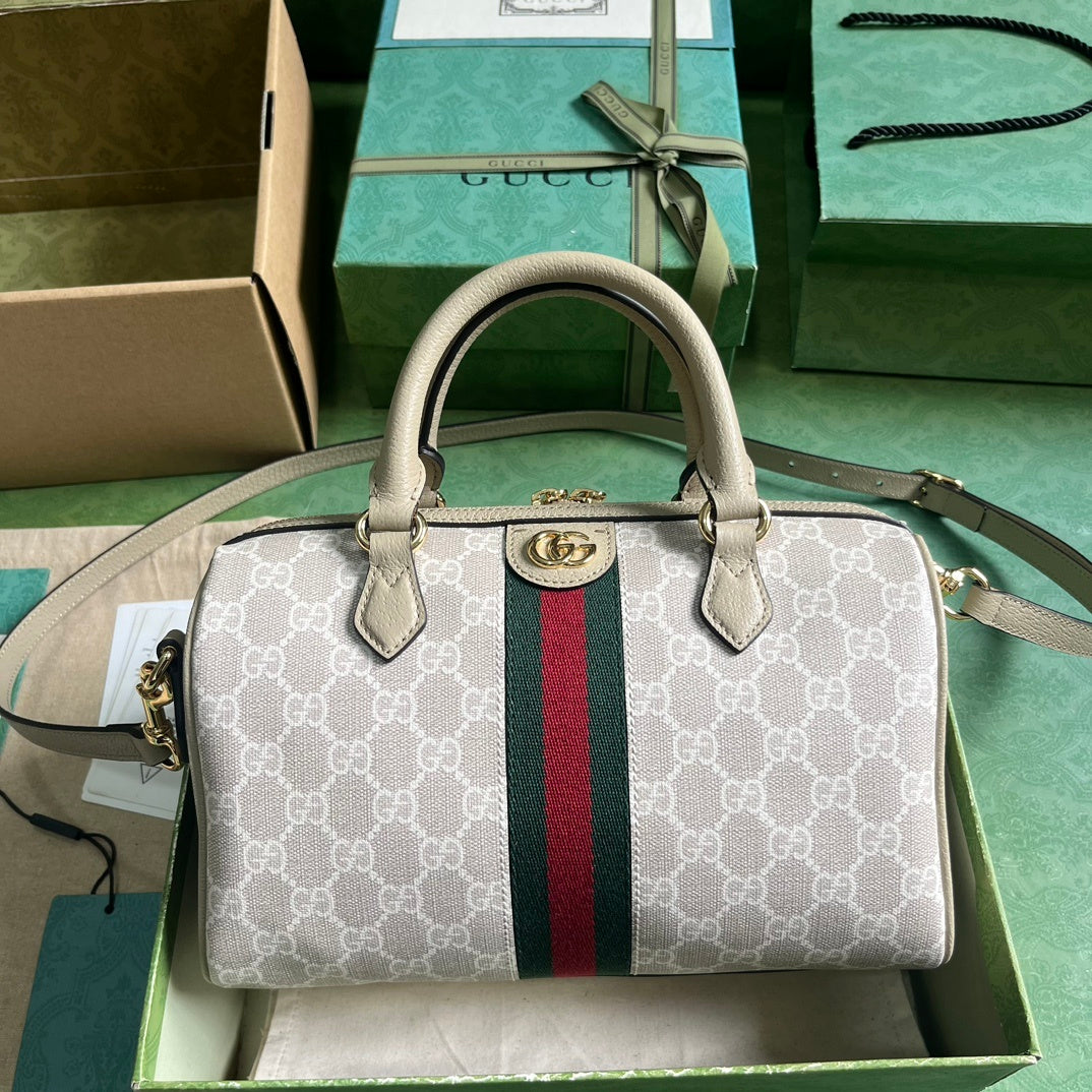 Gucci Ophidia Mini Boston Bag Off-White