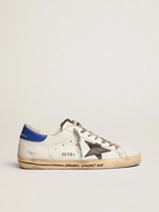 Golden Goose Super-Star White Leather Black Python Star Blue Tab