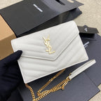 Saint Laurent Shoulder Bag White Ferragens Douradas