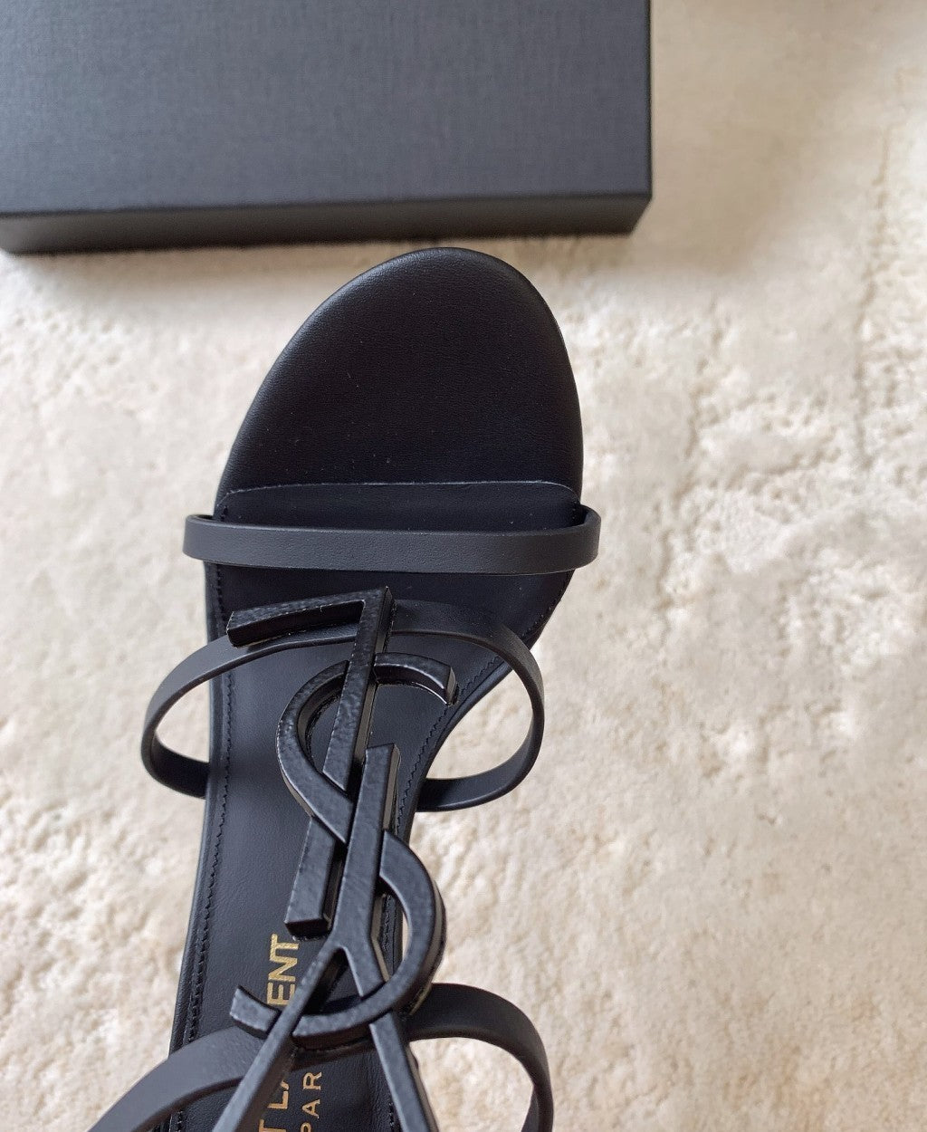 Saint Laurent BLACK ‘Cassandra’ Heeled Sandals