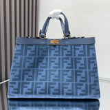 Fendi Peekaboo X-Tote Canvas Bag Azul-Marinho
