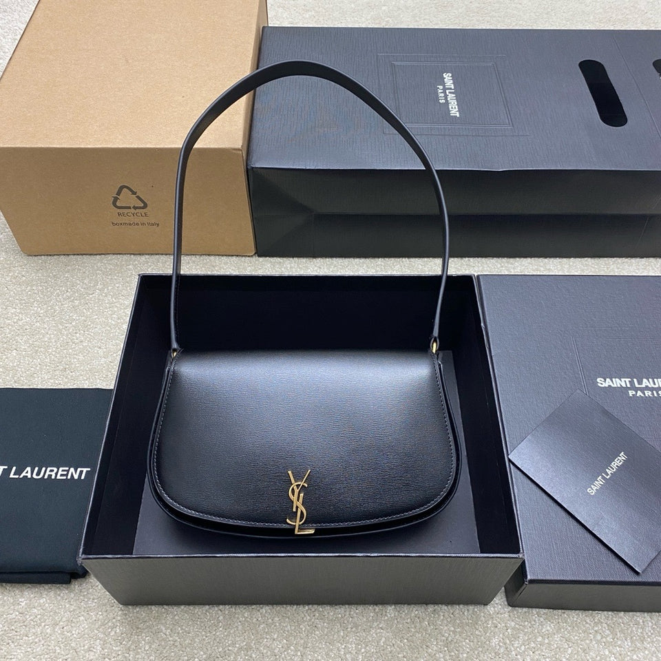Saint Laurent Mini Voltaire in Box Black Ferragens Douradas