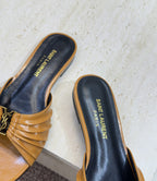 Saint Laurent  Flat Slide Sandals Camel Gold