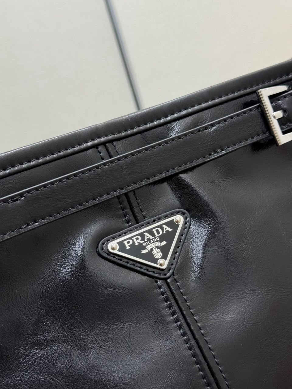 Prada Bonnie Leather Shoulder Bag Black