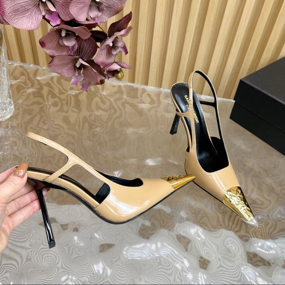 Saint Laurent Scarpin Slingback Jeanne  Beige