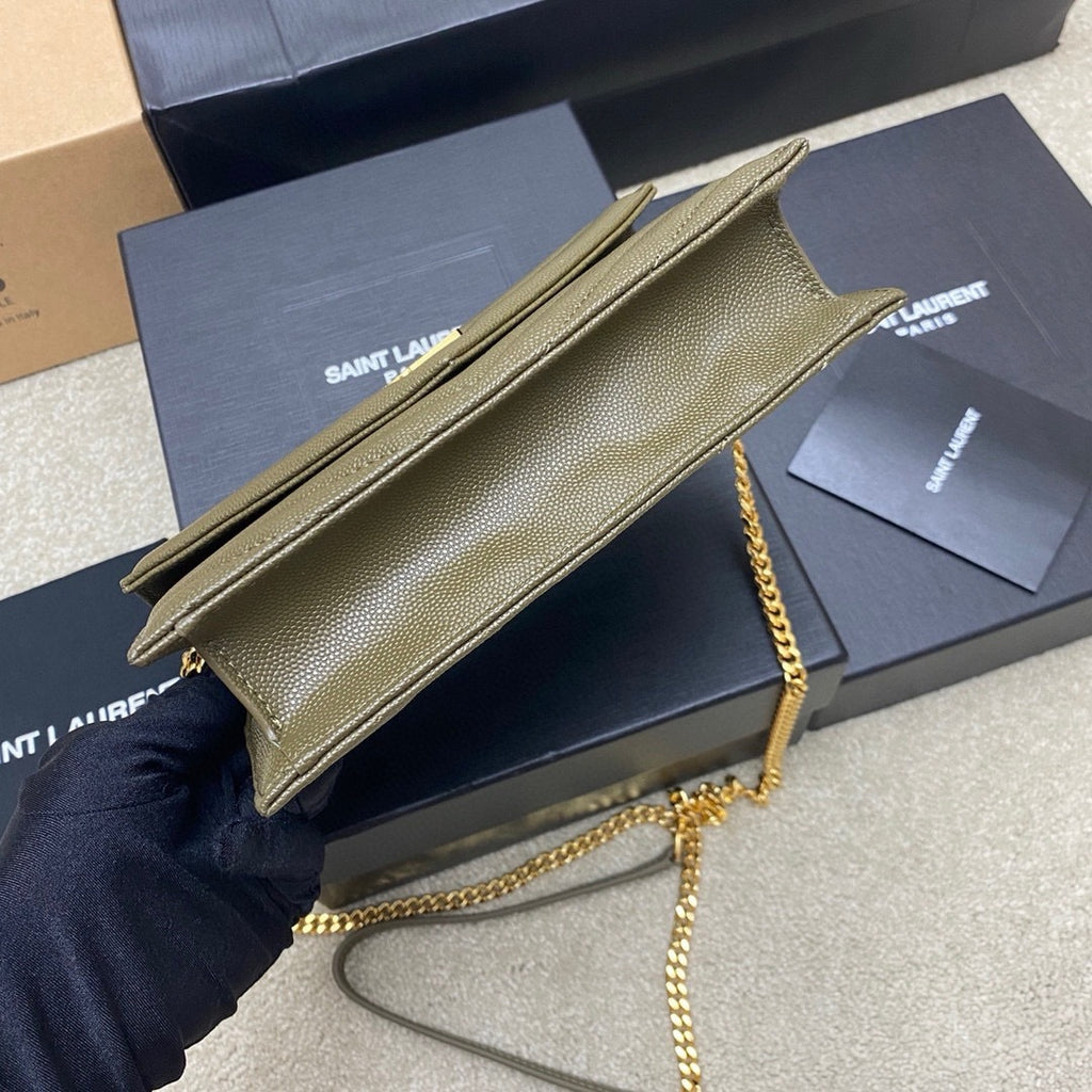 Saint Laurent Shoulder Bag Green Ferragens Douradas