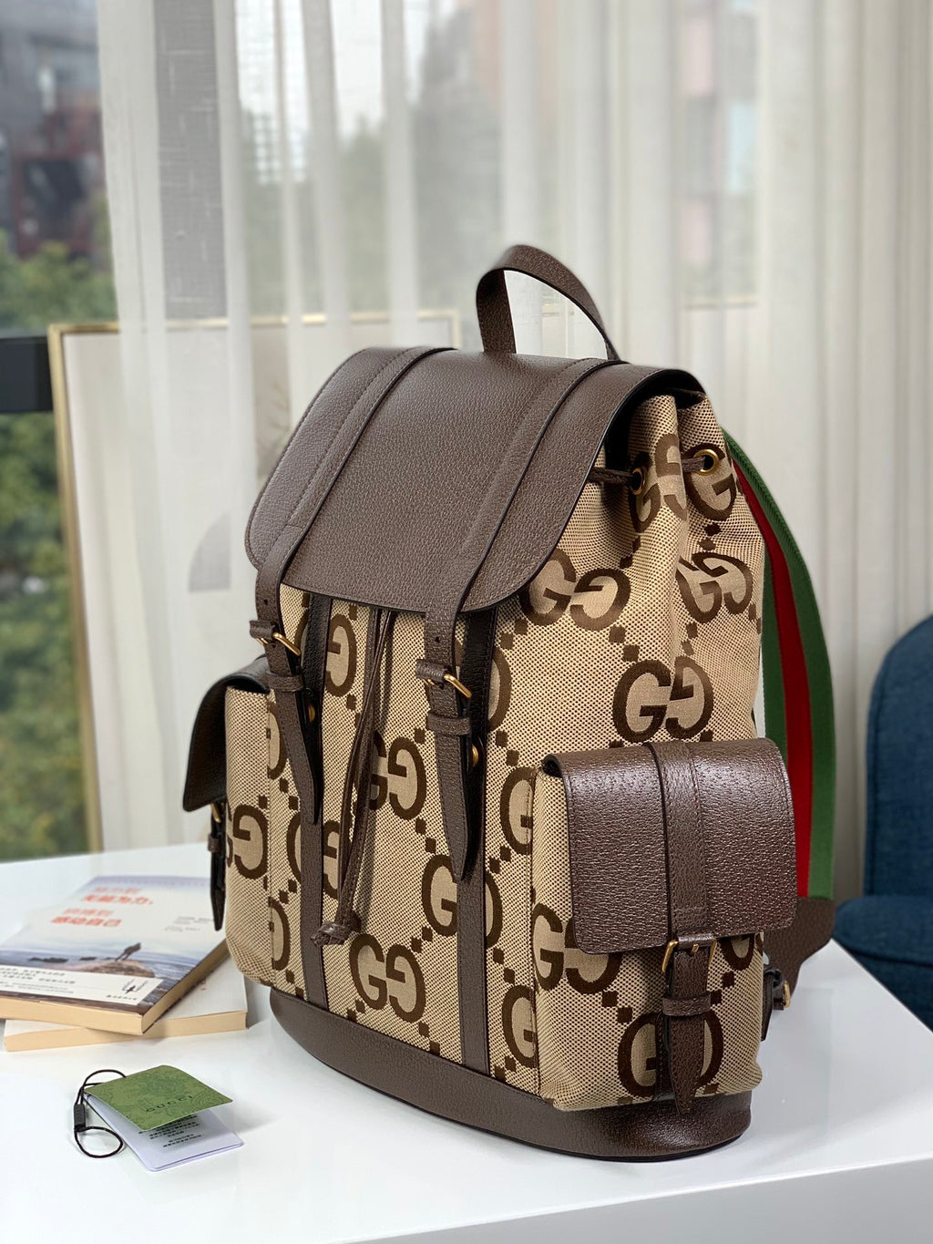 Mochila Gucci GG Jumbo Camel Ebony