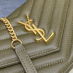 Saint Laurent Shoulder Bag Green Ferragens Douradas