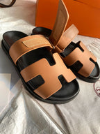 Hermes Chypre Sandal Naturel Black Smooth Calfskin Leather.