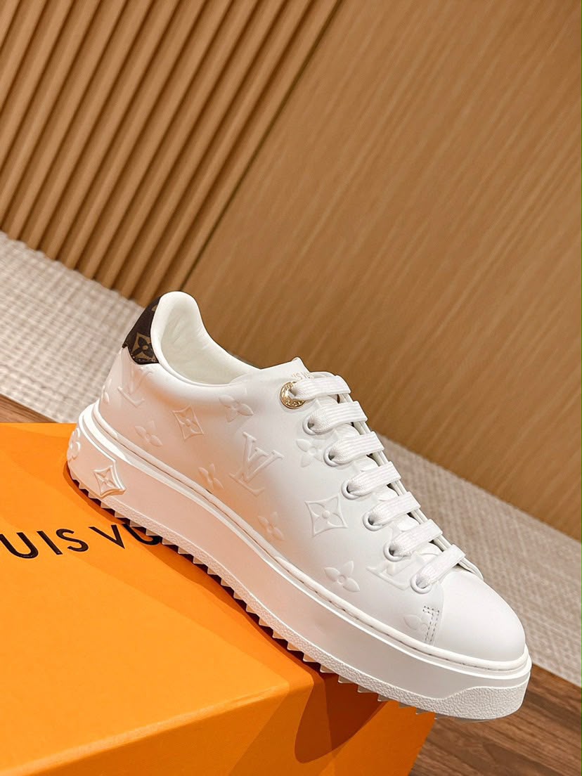 LV Time Out Debossed Monogram Signature White