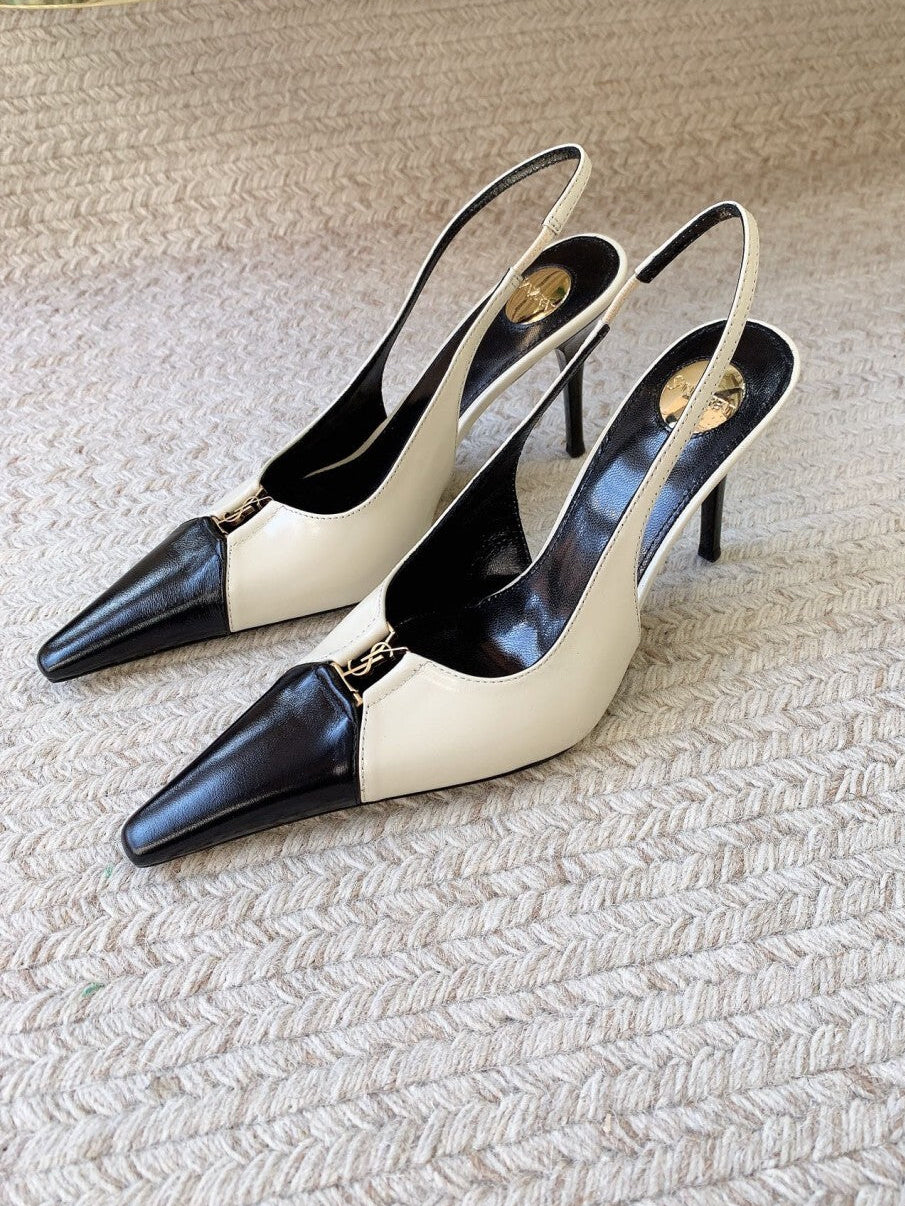 Saint Laurent Scarpin Slingback Babylone Breteuil Noir 90 mm