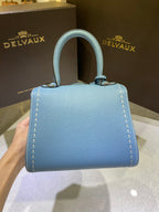 Delvaux Brillant Mini Leather Bag Cinza Blue Ferragens Prata