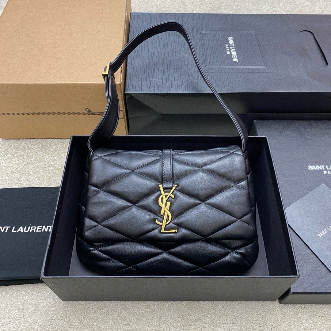 Saint Laurent Jamie Shoulder Bag Black Ferragens Douradas