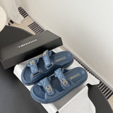 CHANEL Quilted Dad Sandal  Dark Blue.