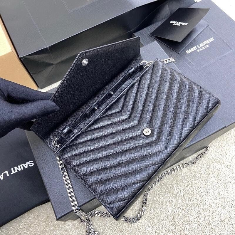 Saint Laurent Shoulder Bag Black Ferragens Prata