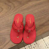 Chanel Thong Sandals Red.