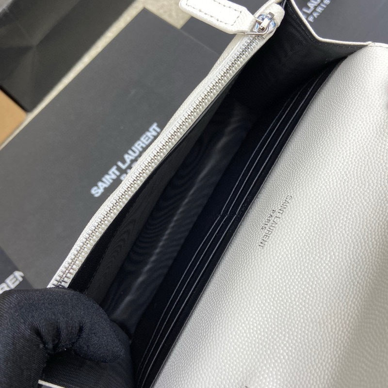 Saint Laurent Shoulder Bag White Ferragens Prata