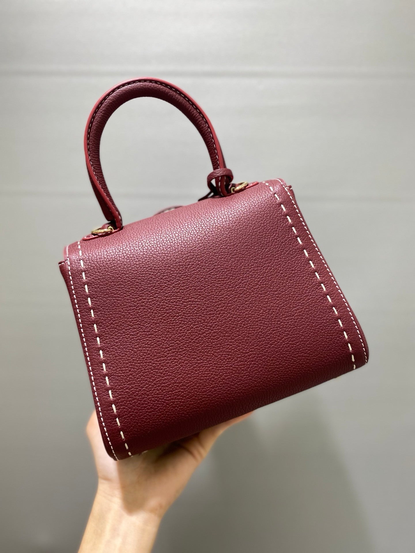Delvaux Brillant Mini Leather Bag Bordô Ferragens Douradas