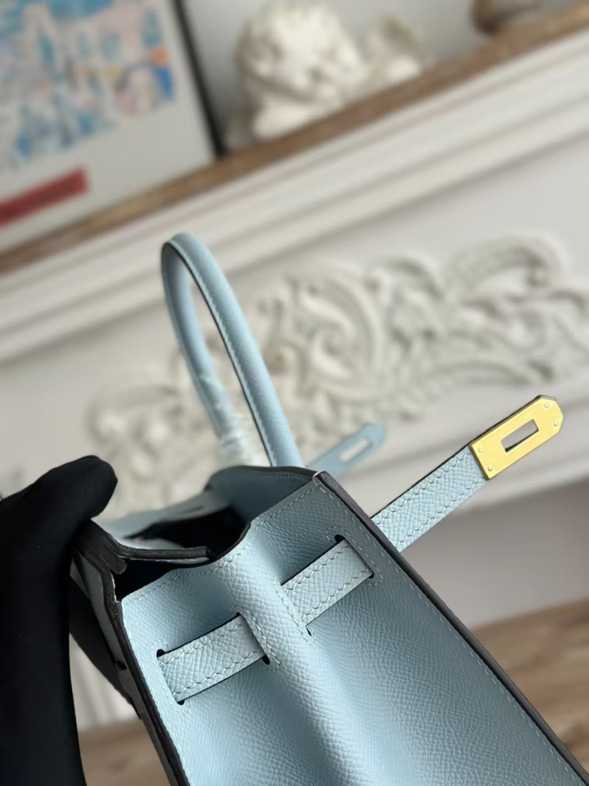 Hermès Birkin Bag Couro Blue Brume .