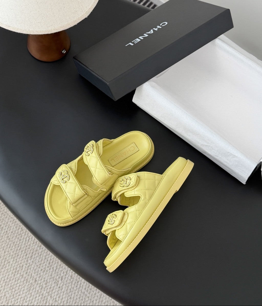 CHANEL Quilted Dad Sandal  Yellow.