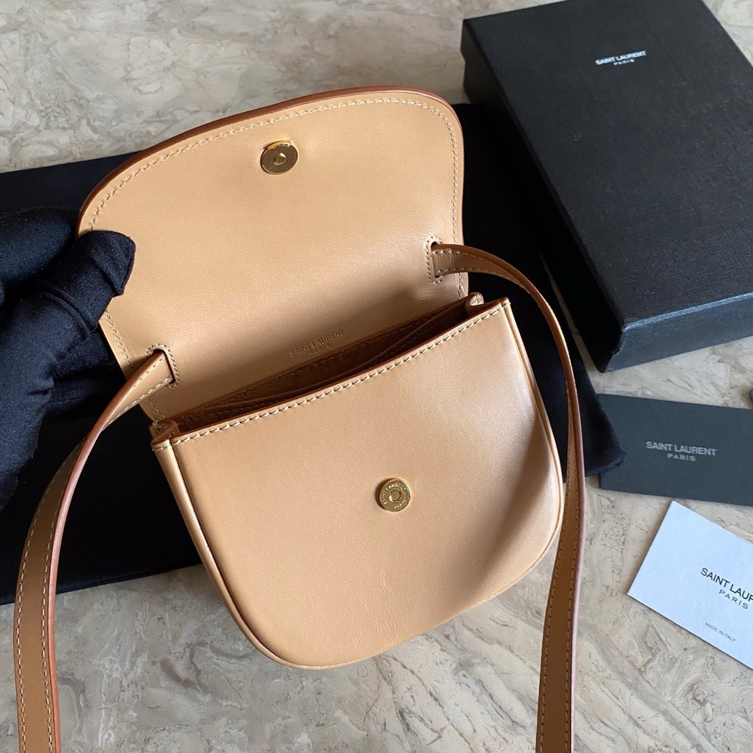 Saint Laurent Kaia small Satchel Bag Bege Ferragens Douradas