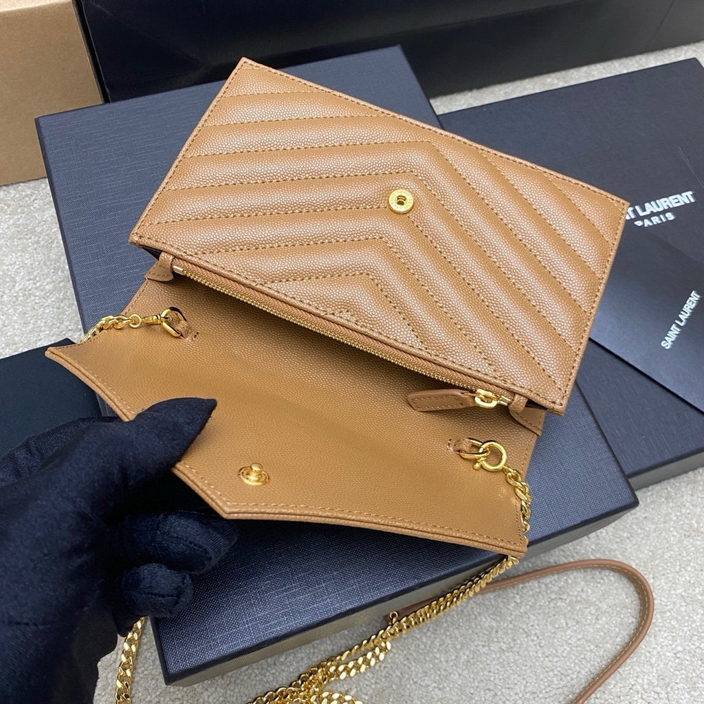 Saint Laurent Shoulder Bag Bege Camel Ferragens  Douradas