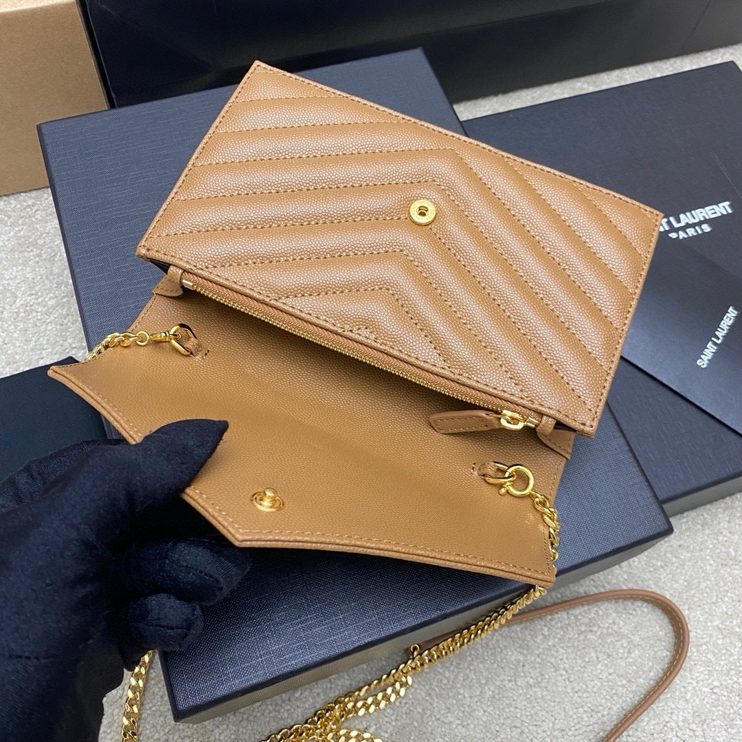 Saint Laurent Shoulder Bag Bege Camel Ferragens  Douradas