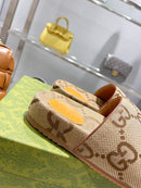 Gucci maxi GG Canvas Slides Camel Ebony