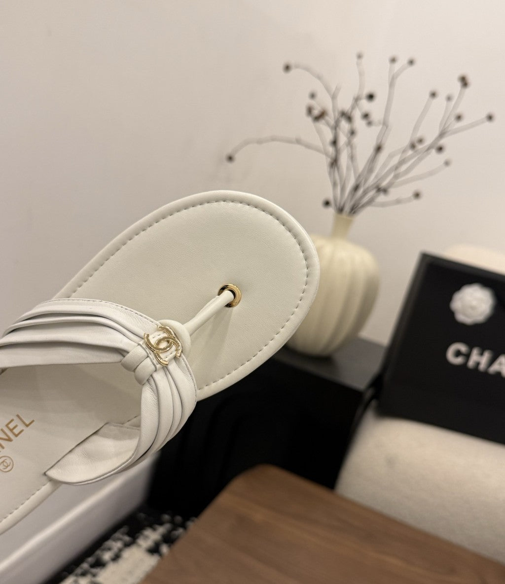 Chanel Thong Sandals White.