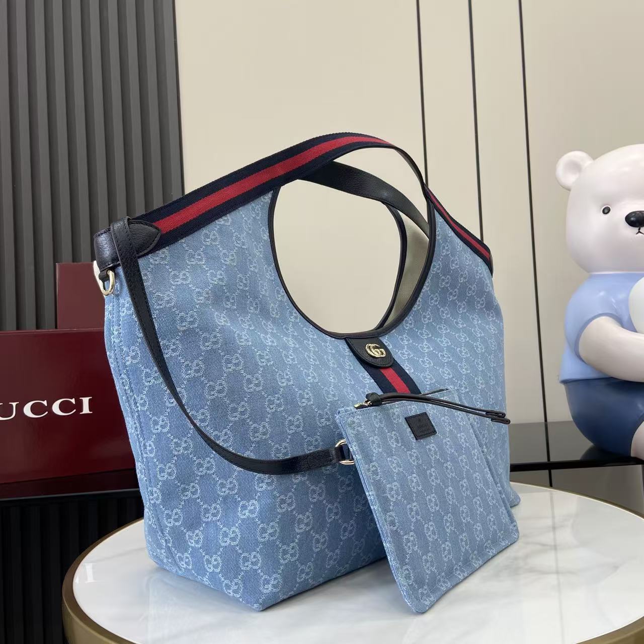 Gucci Giglio Large Tote Bag Blue